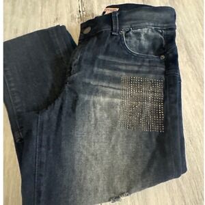 Juicy Couture Los Angeles Distressed Rhinestone Skinny Jeans Dark Wash Womens 4